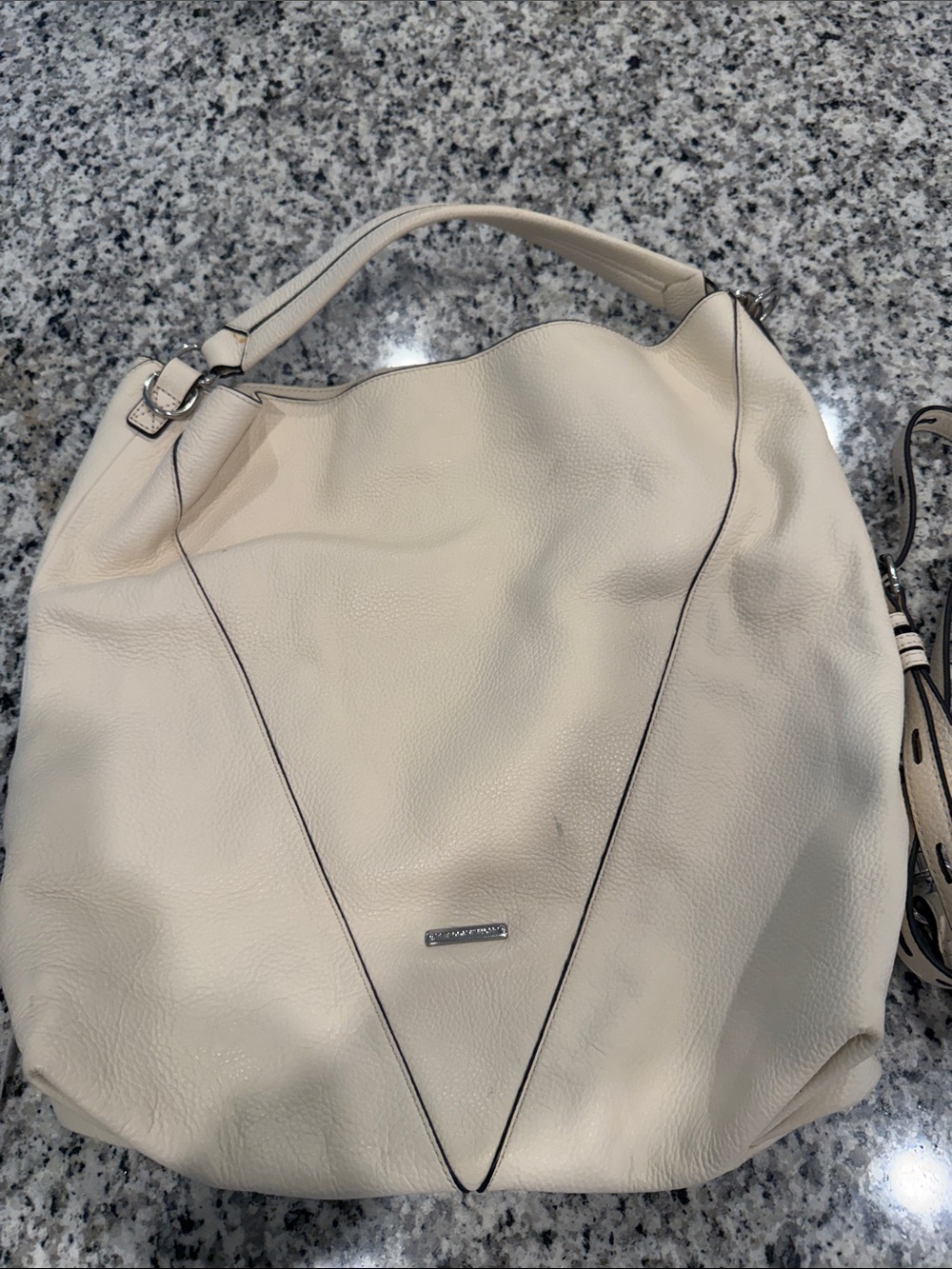 Rebecca Minkoff Cream Leather Shoulder Hobo Bag